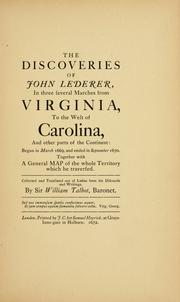 Cover of: The discoveries of John Lederer by John Lederer