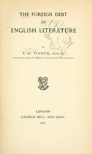 Cover of: The foreign debt of English literature