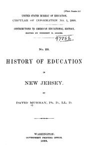 Cover of: History of education in New Jersey. by David Murray, David Murray