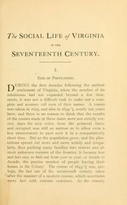Cover of: Social life of Virginia in the seventeenth century. by Philip Alexander Bruce