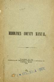 Cover of: Middlesex County manual.