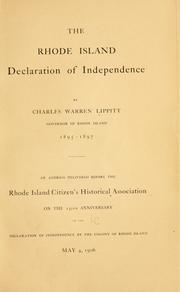 Cover of: Rhode Island declaration of independence | Charles Warren Lippitt