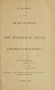 Cover of: An address upon the life and services of Gen. William R. Davie ... by Walter Clark