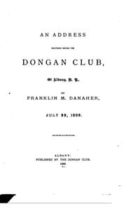 Cover of: An address before the Dongan club, of Albany, N.Y.