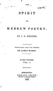 Cover of: The spirit of Hebrew poetry by Johann Gottfried Herder