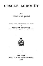 Cover of: Ursule Mirouët by Honoré de Balzac