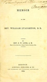 Memoir of the Rev. William Staughton, D. D by Samuel W. Lynd