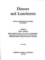 Cover of: Dinners and luncheons by Paul Pierce, Paul Pierce