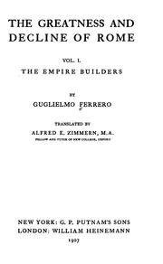 Cover of: The greatness and decline of Rome by Guglielmo Ferrero