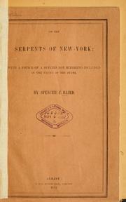 Cover of: On the serpents of New York: with a notice of species not hitherto included in the fauna of the state.