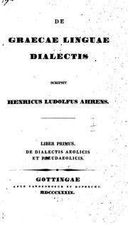 Cover of: De graecae linguae dialectis by Heinrich Ludolf Ahrens