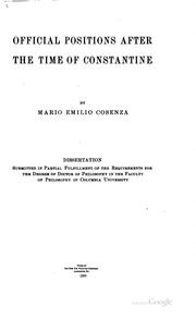 Cover of: Official positions after the time of Constantine.
