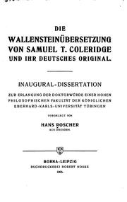 Cover of: Die Wallensteinübersetzung von Samuel T. Coleridge und ihr deutsches original.