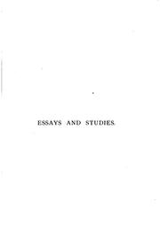 Cover of: Essays and studies.