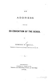 Cover of: An address upon the co-education of the sexes.