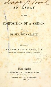 Cover of: An essay on the composition of a sermon. by Jean Claude