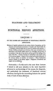 Cover of: Lectures on the diagnosis and treatment of functional nervous affections.