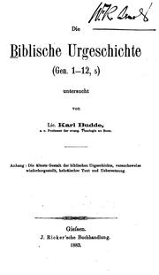 Cover of: Die biblische Urgeschichte (Gen. 1-12, 5) by Karl Ferdinand Reinhardt Budde