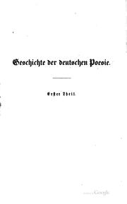 Cover of: Geschichte der deutschen Poesie nach ihren antiken Elementen.