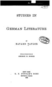 Cover of: Studies in German literature
