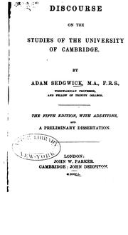 Cover of: discourse on the studies of the University of Cambridge. | Sedgwick, Adam