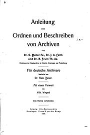 Cover of: Anleitung zum ordnen und beschreiben von archiven