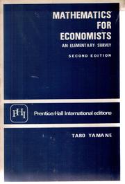 Cover of: Mathematics for economists by Taro Yamane