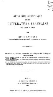 Cover of: Guide bibliographique de la littérature française de 1800 à 1906