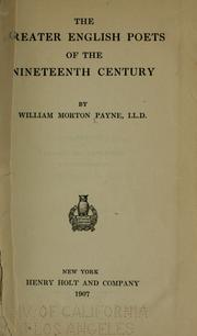 Cover of: The greater English poets of the nineteenth century