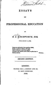 Cover of: Essays on professional education