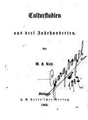 Cover of: Culturstudien aus drei Jahrhunderten.