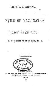 Cover of: Dr. C. G. G. Nittinger's Evils of vaccination by Christian Charles Schieferdecker