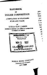 Cover of: Handbook of English composition | Luella Clay Carson
