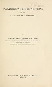 Cover of: Roman economic conditions to the close of the republic