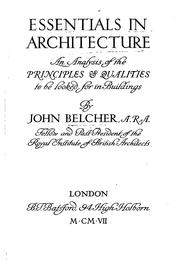 Cover of: Essentials in architecture by Belcher, John