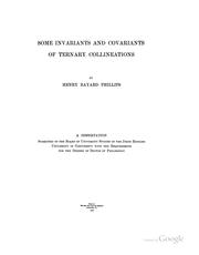 Cover of: Some invariants and covariants of ternary collineations... by H. B. Phillips