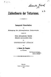Cover of: Zahlentheorie der Tettarionen.