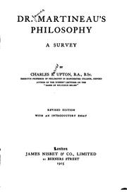 Cover of: Dr. Martineau's philosophy: a survey