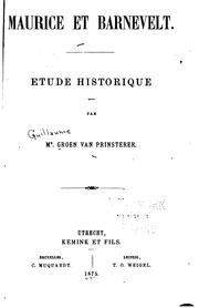 Cover of: Maurice et Barnevelt: étude historique