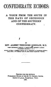 Cover of: Confederate echoes: a voice from the South in the days of secession and of the Southern Confederacy.