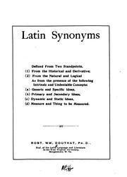 Cover of: Latin synonyms defined from two standpoints by Robert William Douthat