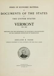 Cover of: Index of economic material in documents of the states of the United States: Vermont, 1789-1904.