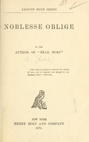 Cover of: Noblesse oblige by Margaret Roberts, Margaret Roberts