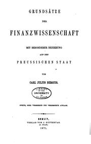 Cover of: Grundsätze der Finanzwissenschaft by Carl Julius Bergius