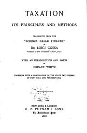Cover of: Taxation: its principles and methods.