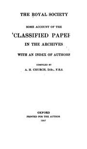 Cover of: Some account of the 'Classified papers' in the archives, with an index of authors.