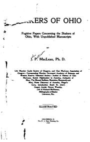 Cover of: Shakers of Ohio: fugitive papers concerning the Shakers of Ohio, with unpublished manuscripts