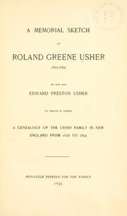 Cover of: A memorial sketch of Roland Greene Usher, 1823-1895