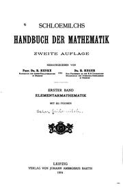 Cover of: Schloemilchs Handbuch der mathematik. by Oskar Xaver Schlömilch
