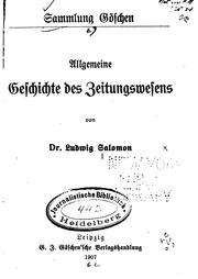 Cover of: Allgemeine Geschichte des Zeitungswesens